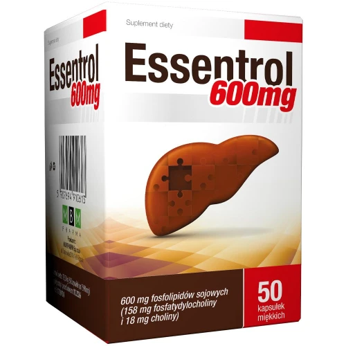 Essentrol 600 mg, 50 kapsułek - Kapsułki z fosfolipidami sojowymi