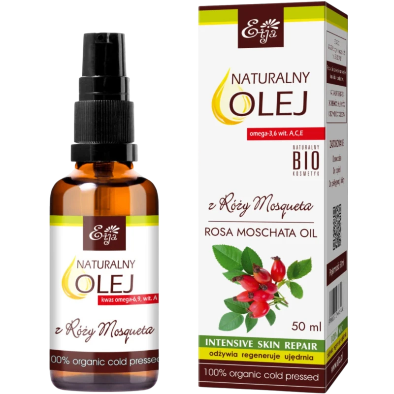 Etja Naturalny Olej z Nasion Dzikiej Róży Piżmowej Bio, 50 ml - Na na rozstępy, blizny, oparzenia i owrzodzenia skóry