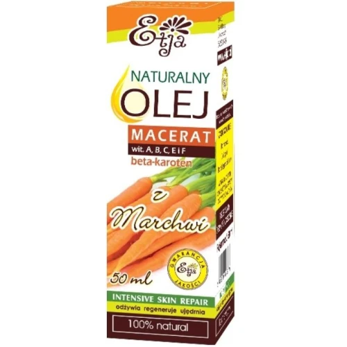 Etja Naturalny olej z nasion marchwi, 50 ml - Naturalny blask, odżywienie i regeneracja dla ciała i włosów