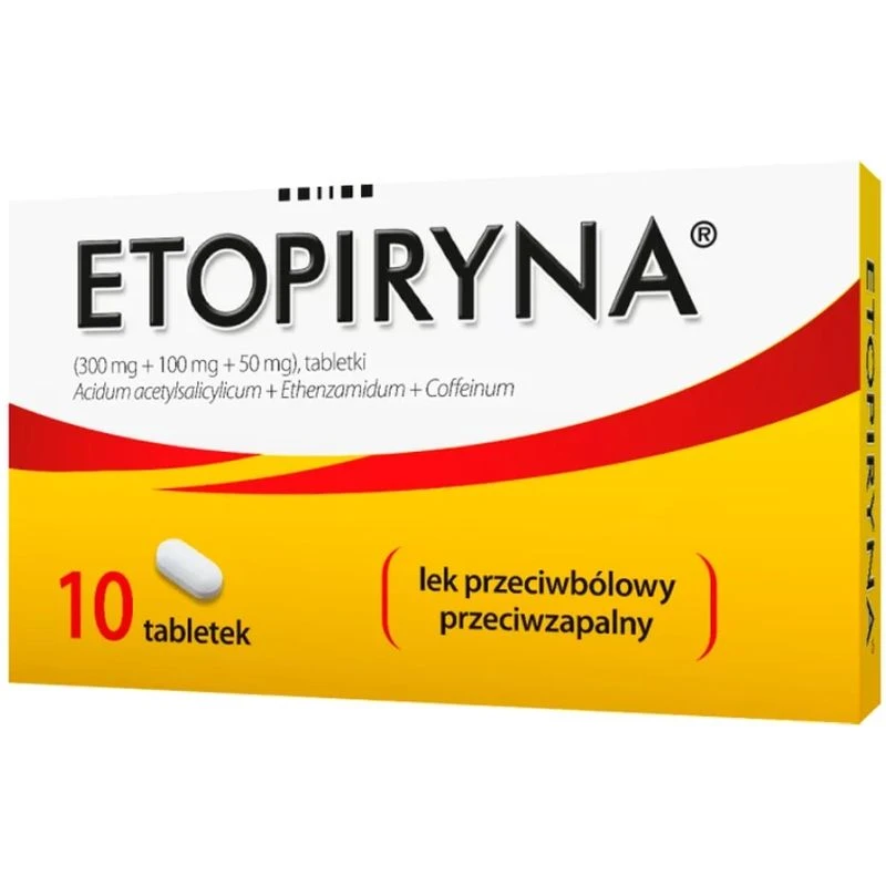 Etopiryna, 10 tabletek - Tabletki przeciwbólowe z kwasem acetylosalicylowym i kofeiną