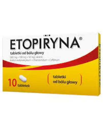 Etopiryna, 10 tabletek - Tabletki przeciwbólowe z kwasem acetylosalicylowym i kofeiną
