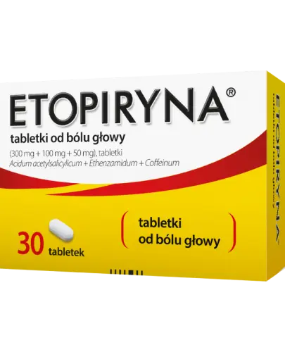 Etopiryna, 30 tabletek - Tabletki przeciwbólowe z kwasem acetylosalicylowym i kofeiną