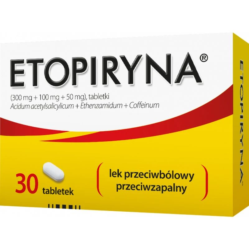 Etopiryna, 30 tabletek - Tabletki przeciwbólowe z kwasem acetylosalicylowym i kofeiną