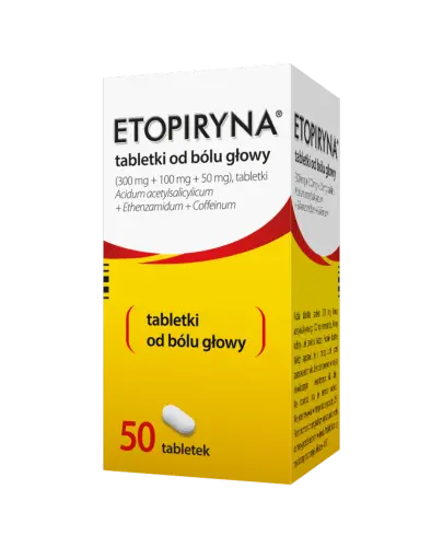 Etopiryna, 50 tabletek - Tabletki przeciwbólowe z kwasem acetylosalicylowym i kofeiną