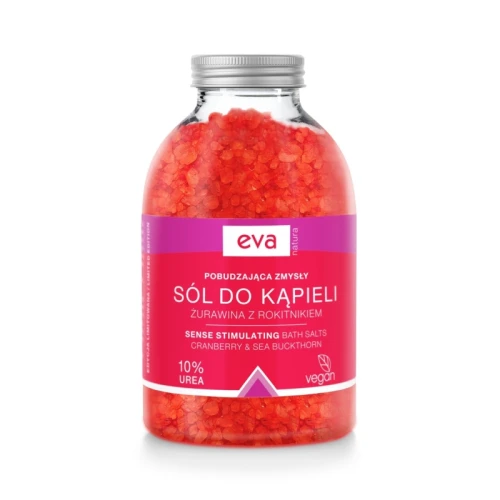 Eva Natura Pobudzająca Zmysły Sól do kąpieli Żurawina z Rokitnikiem + 10% Urea, 400 g - Sól do kąpieli z dodatkiem mocznika
