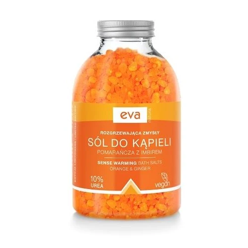 Eva Natura Rozgrzewająca Zmysły Sól do kąpieli Pomarańcza z Imbirem + 10% Mocznik, 400 g - Sól do kąpieli z dodatkiem mocznika