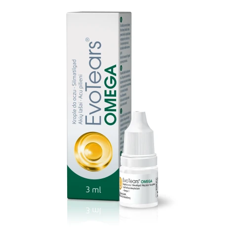 EvoTears Omega Krople do oczu, 3 ml - Nawilżające krople do suchych, podrażnionych oczu