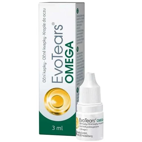 EvoTears Omega, krople do oczu, 3ml - Nawilżające z kwasami Omega 3 do suchych, podrażnionych oczu
