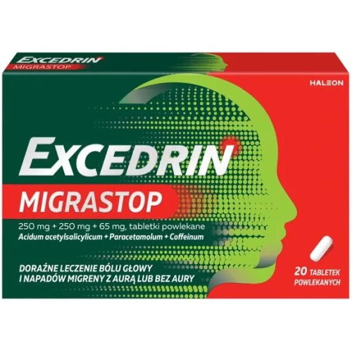 Excedrin MigraStop, 20 tabletek powlekanych - Na ból głowy i migrnę