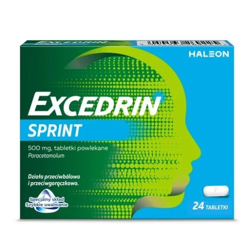 Excedrin Sprint 500 mg, 24 tabletki - Tabletki z paracetamolem