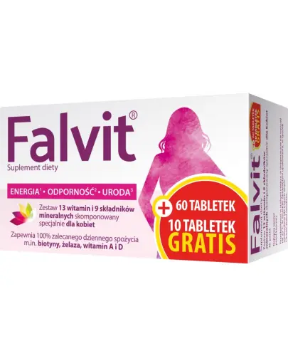 Falvit, 70 tabletek - Zestaw witamin dla dorosłych kobiet