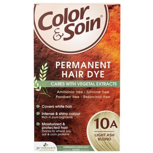 Farba Color&Soin, 10A, kolor jasnopopielaty blond, 135 ml - Naturalna farba do włosów, kryjąca siwe włosy