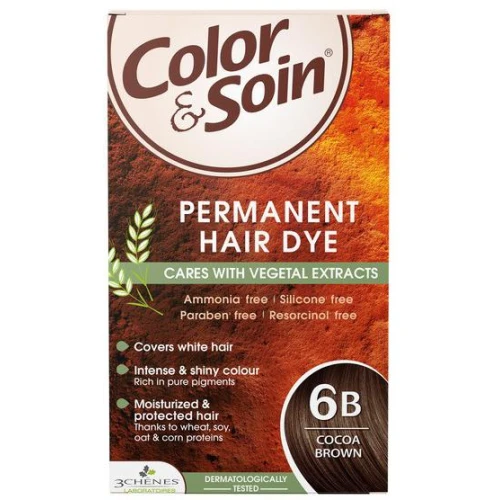 Farba Color&Soin 6B, kolor brąz-kakao, 135 ml - Naturalna farba koloryzująca bez amoniaku.
