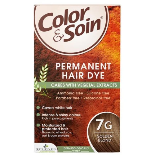 Farba Color&Soin 7G, kolor złocisty blond, 135 ml - Łagodna farba koloryzująca z odżywczymi proteinami i olejami roślinnymi