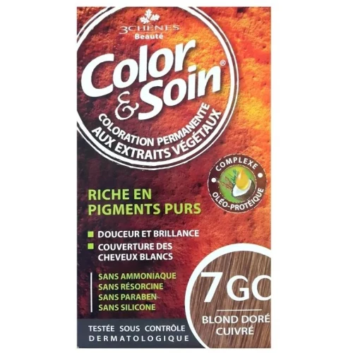 Farba Color&Soin 7GC, kolor złocisty-miedziany blond, 135 ml - Łagodna farba do włosów do samodzielnej koloryzacji