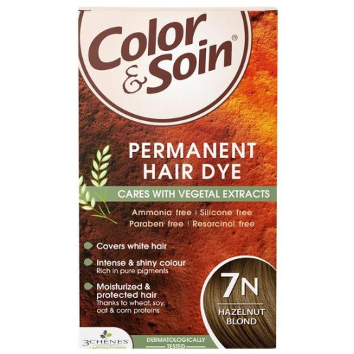 Farba Color&Soin 7N, blond orzech laskowy, 135 ml - Z proteinami soi do włosów kruchych i łamliwych