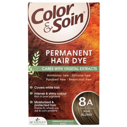 Farba Color&Soin 8A, kolor popielaty blond, 135 ml - Farba do włosów z naturalnymi składnikami