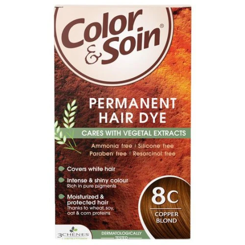 Farba Color&Soin 8C, kolor miedziany blond, 135 ml - Łagodna farba do włosów z naturalnymi olejkami