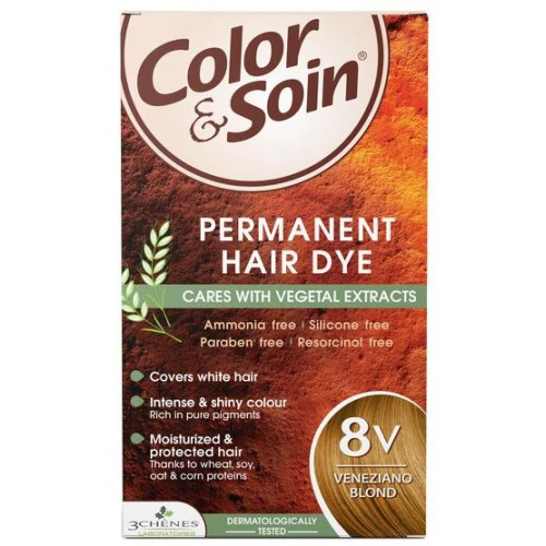 Farba Color&Soin 8V, kolor wenecjański blond, 135 ml - Delikatna, trwała farba bez amoniaku