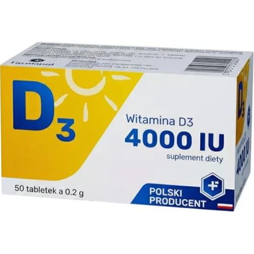 Farmapol Witamina D3 4000 IU, 50 tabletek - Witamina D3 w tabletach bez laktozy