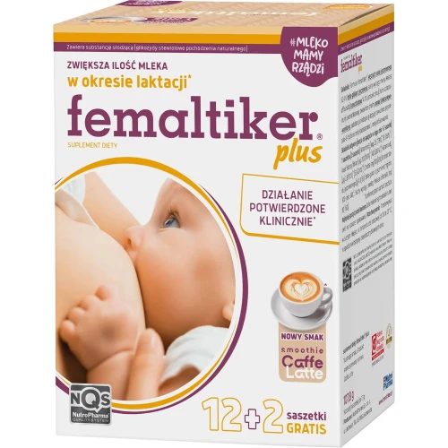 Femaltiker Plus smak caffe latte, 14 saszetek - Zwiększa ilość mleka w okresie laktacji
