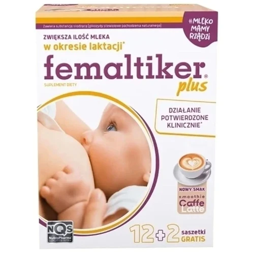 Femaltiker Plus smak caffe latte, 14 saszetek - Zwiększa ilość mleka w okresie laktacji
