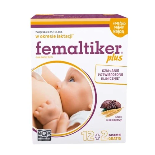 Femaltiker Plus smak czekoladowy, 14 saszetek - Produkt na laktację