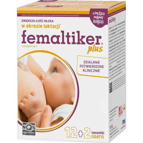 Femaltiker plus, smak karmelowy, 14 saszetek - Na bazie słodu jęczmiennego w okresie problemów z laktacją u kobiet karmiących piersią