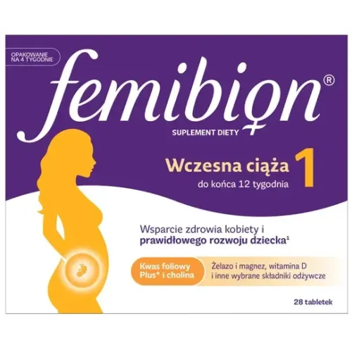 Femibion 1 Wczesna ciąża, 28 tabletek powlekanych - Suplement diety z kompleksem witamin i minerałów