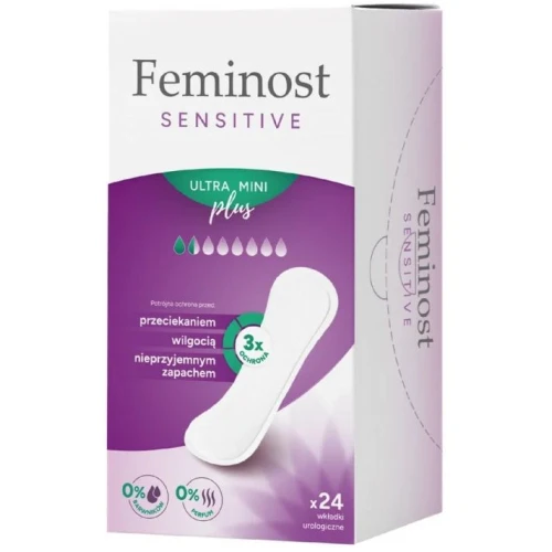 Feminost Sensitive Ultra Mini Plus Wkładki urologiczne, 24 sztuki - Przy kropelkowym nietrzymaniu moczu