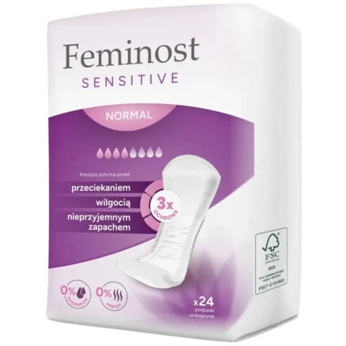 Feminost Sensitive Normal Podpaski urologiczne, 24 sztuki - Przy lekkim nietrzymaniu moczu