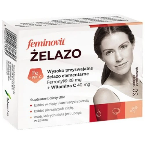 Feminovit Żelazo, 30 tabletek - Żelazo elementarne Ferronyl® z witaminą C