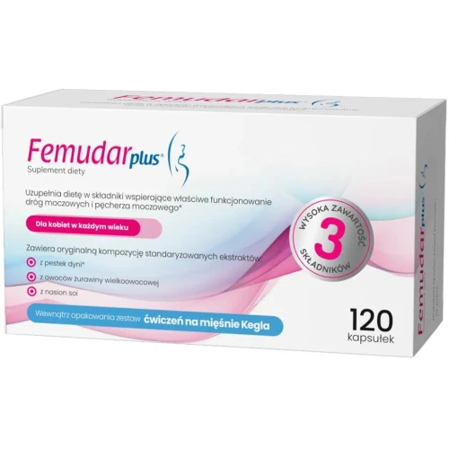 Femudar Plus 120 kapsułek -  Z  zestawem  ćwiczeń na mięśnie Kegla