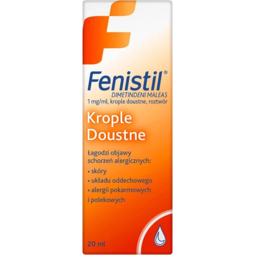 Fenistil krople doustne, 20ml InPharm (import równoległy) - Stosuje się do leczenia objawów chorób alergicznych