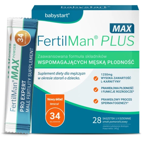 Fertilman Plus Max, 28 saszetek - Ze składnikami wspierającymi męską płodność