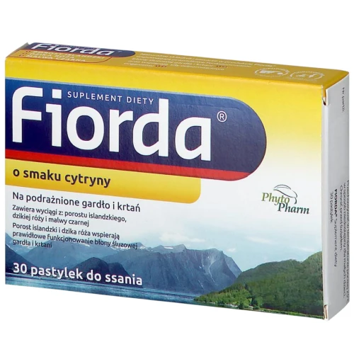Fiorda o smaku cytryny, 30 pastylek  - Do ssania z porostem islandzkim