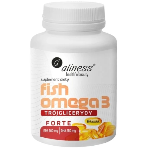 Aliness Fish Omega 3 FORTE Trójglicerydy 500/250 mg, 90 kapsułek - Wysoka koncentracja EPA i DHA