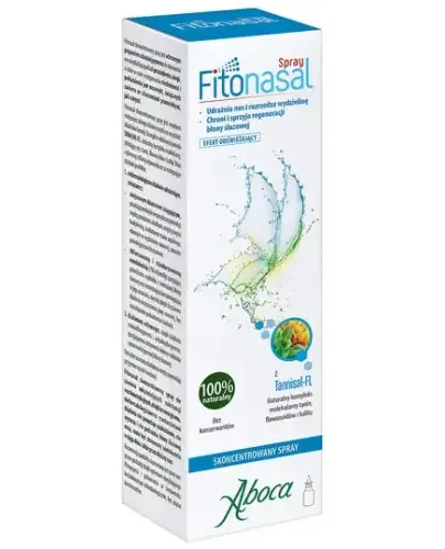 Aboca Fitonasal, skoncentrowany spray do nosa, 30ml - Z oczarem wirginijskim, tymiankiem i halitem dla dzieci powyżej 6. roku życia i dorosłych