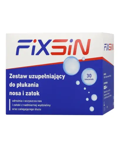 Fixsin, zestaw uzupełniający do płukania nosa i zatok 30 saszetek - Zestaw uzupełniający do płukania nosa i zatok, wspierający higienę nosa