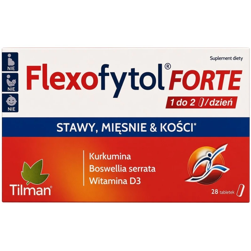 Flexofytol Forte, 28 tabletek - Standaryzowane ekstrakty z kurkumy i boswellii z witaminą D3