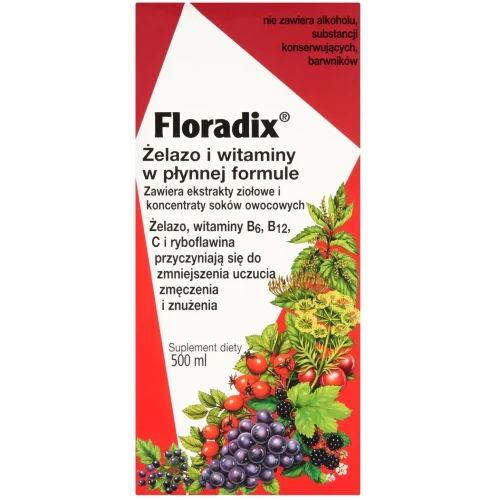 Floradix Żelazo i Witaminy, tonik, 500 ml - Dla osób, które chcą utrzymać prawidłowy poziom żelaza we krwi