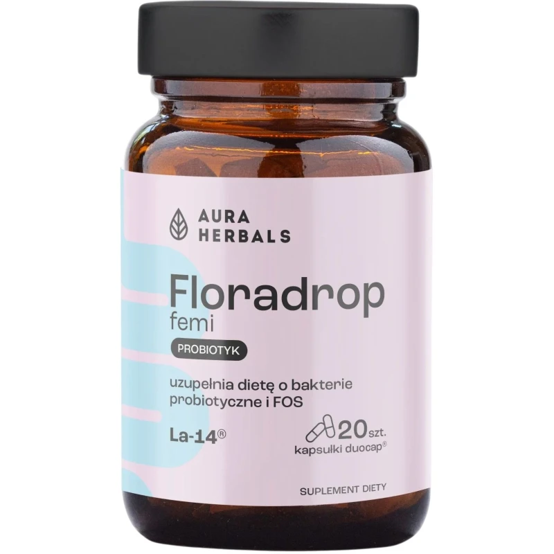 Floradrop Femi Probiotyk dla kobiet, 20 kapsułek - Z Lactobacillus Acidophilus La-14® i prebiotykiem FOS