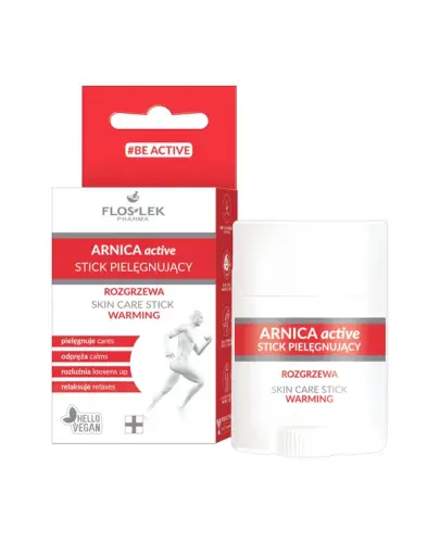 Floslek Arnica Active Stick pielęgnujący, 22 g - Który rozgrzewa, odpręża oraz rozluźnia