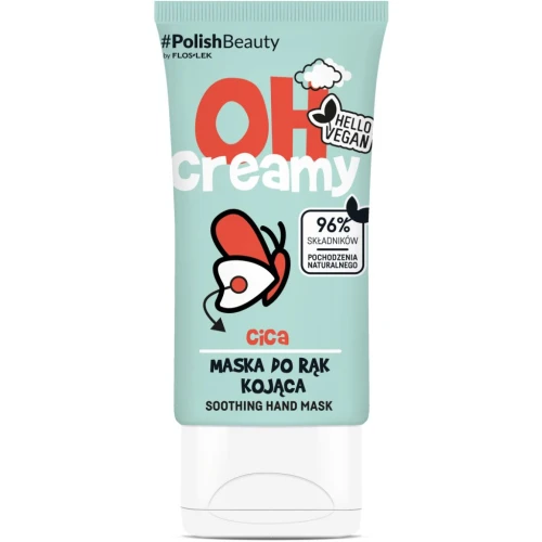 Floslek Oh Creamy! Cica Kojąca maska do rąk, 50 ml - Z CICA, prebiotykiem i pantenolem