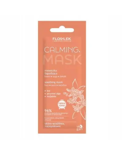 Floslek Calming maseczka łagodząca, twarz, szyja, dekolt, 6 ml - Do pielęgnacji skóry wrażliwej i naczynkowej