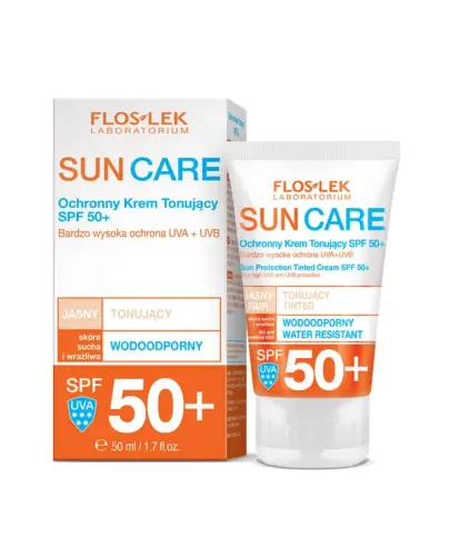 Floslek Sun Care ochronny krem tonujący SPF 50+, 50 ml - Do pielęgnacji skóry suchej i wrażliwej
