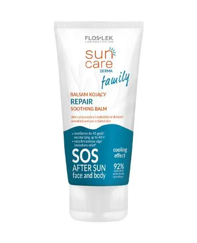 Floslek Sun Care Derma Family Repair, balsam kojący, 125 ml - Silnie regeneruje przesuszoną i przegrzaną skórę, pozostawiając ją miękką i jedwabiście gładką