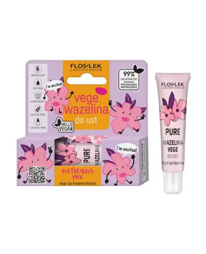 Floslek Vege Lip Care wazelina do ust Pure, 10 g - Chroni przed przesuszeniem i działaniem czynników zewnętrznych