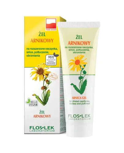 Floslek żel arnikowy na rozszerzone naczynka i sińce, 50 ml - Pierwsza pomoc na podpuchnięcia, potłuczenia, obrzmienia i zasinienia