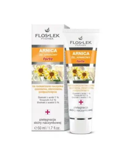 Floslek Arnica żel arnikowy forte, 50 ml - Do intensywnej pielęgnacji skóry naczynkowej, ze skłonnością do powstawania siniaków